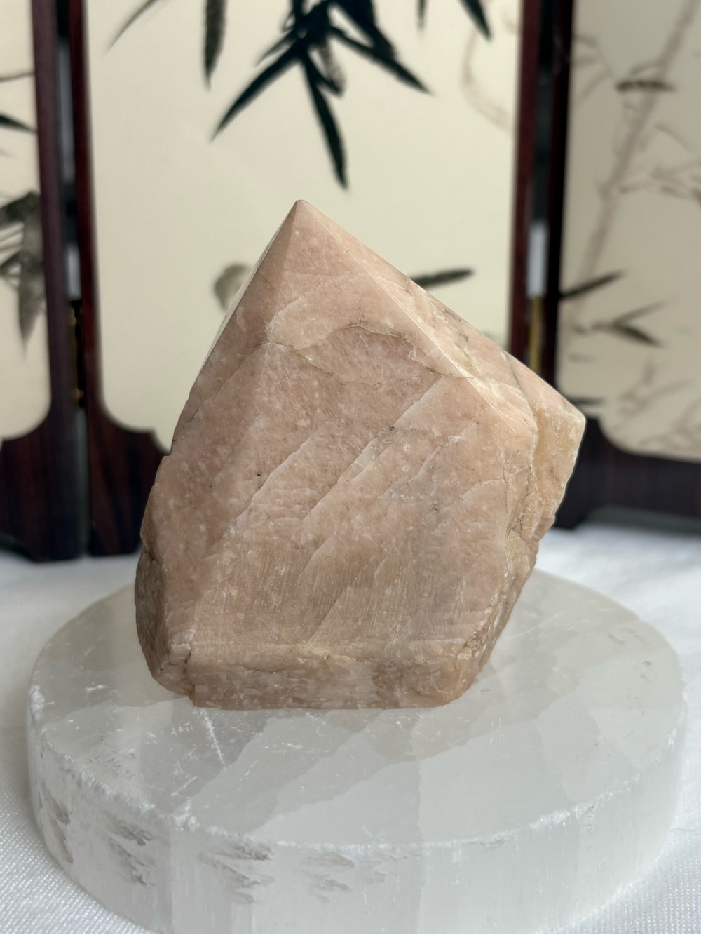 Peach moonstone semi polished point